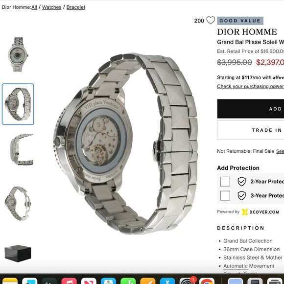 DIOR Homme Grand Bal Soleil Watch With Box
